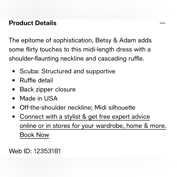 NWT Betsy Adam Off The Shoulder Ruffle Dress Navy Blue Size 6 - Picture 16 of 16